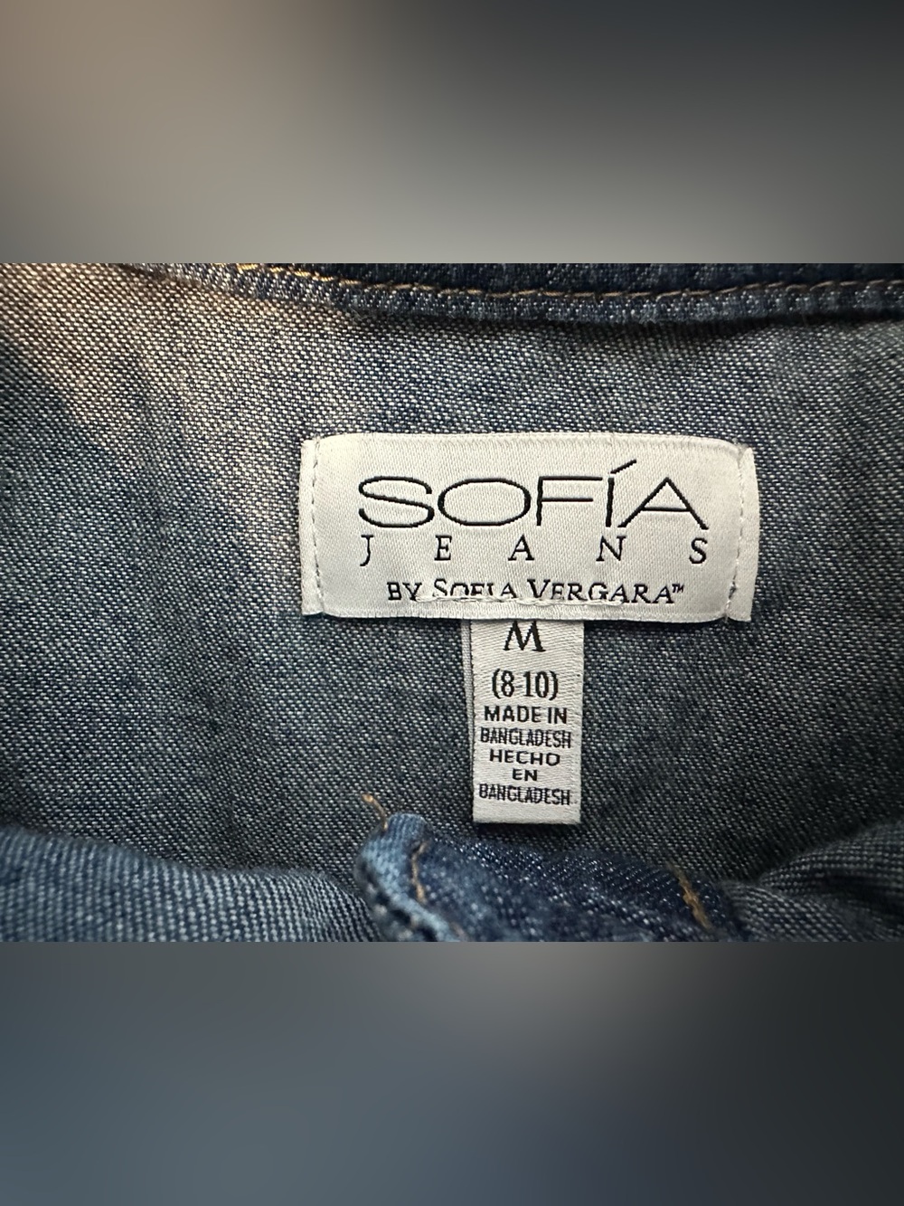 Sofia Vergara‎ Women's Medium Boyfriend Oversized Blue Tunic Shirt Denim Button - Picture 6 of 7